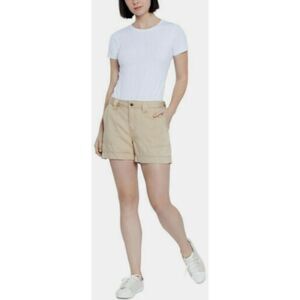 SEVEN7 Womens Shorts Beige Stretch Zippered Pocketed Solid Utility Juniors 0